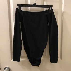 Black off shoulder body suit